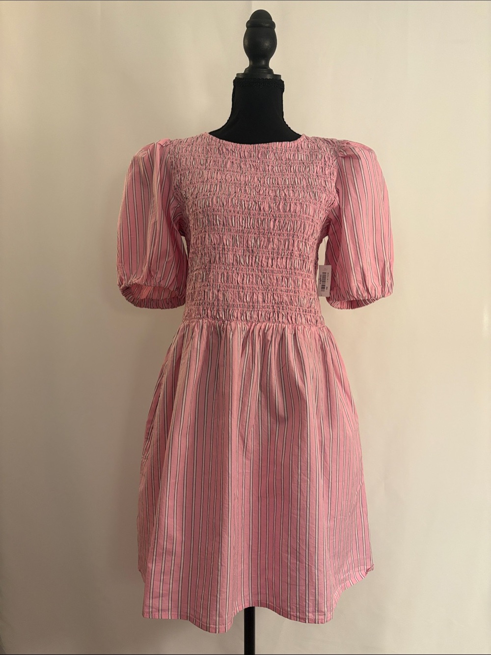 NWT Pink Striped Smocked Dress